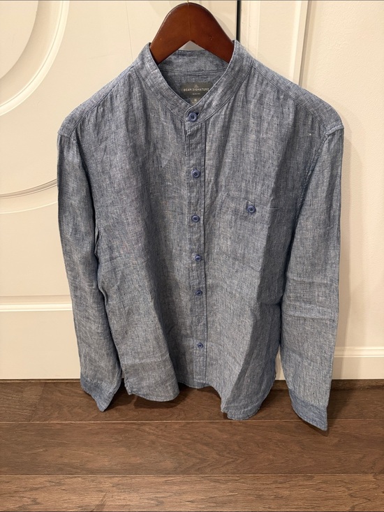 L.L. Bean Other - L.L. Bean Light Blue Chambray Mandarin Collar Button-Up